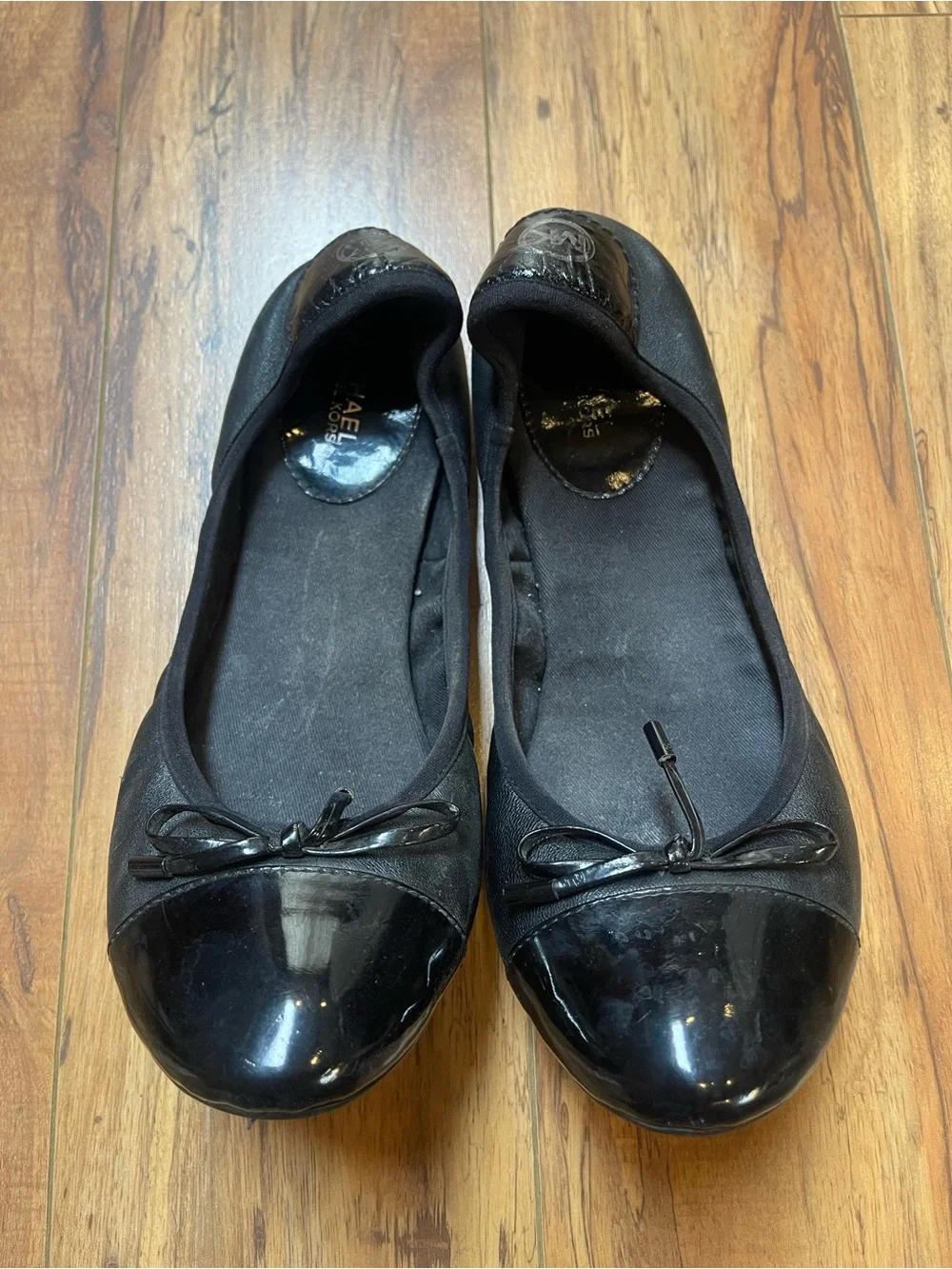 Michael Kors Black Cap Toe City Ballet Flats Fits US 7.5-8